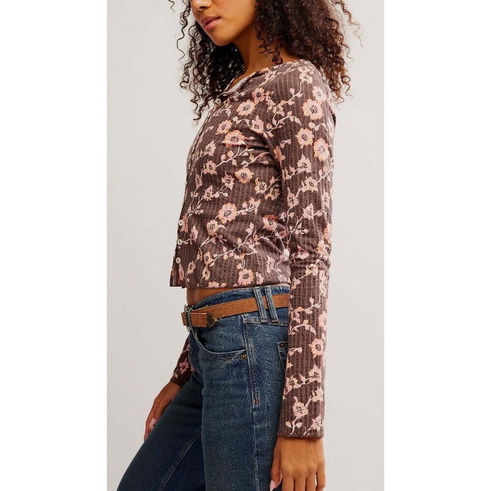 FREE PEOPLE Tilly Printed Long Sleeve / French Chocolate Combo - Picture 4 of 5